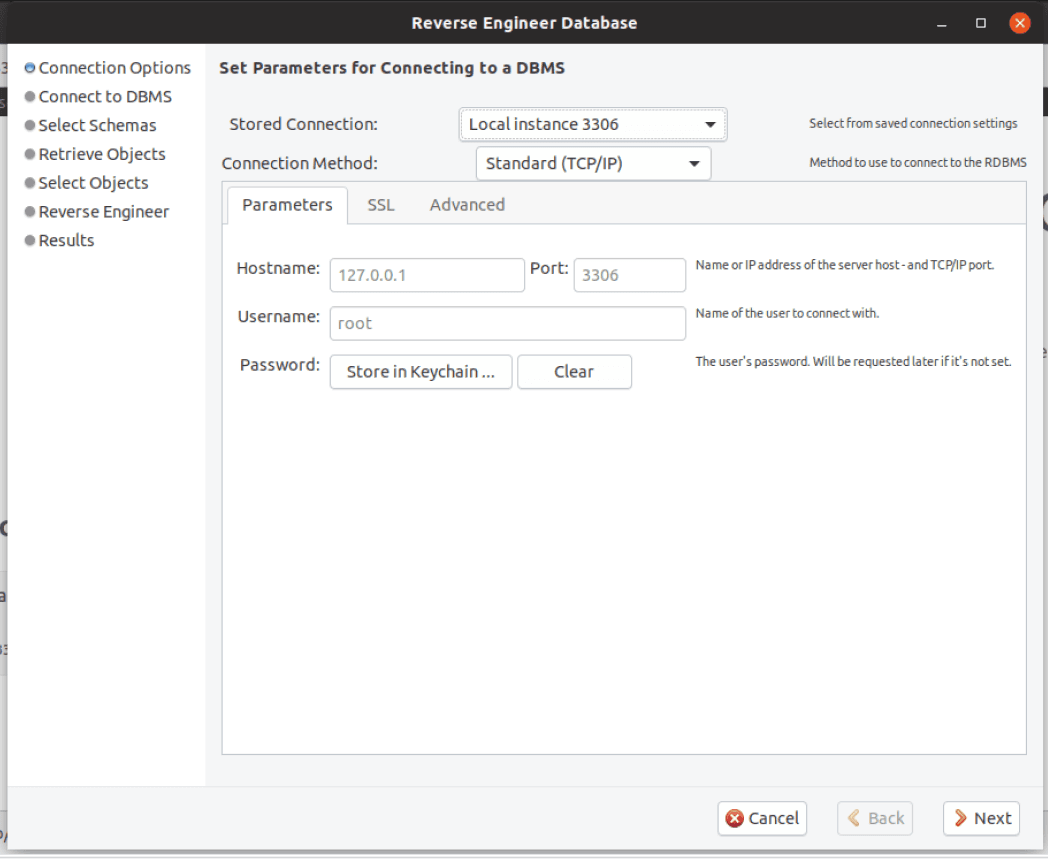 Step 3: Select Database Connection